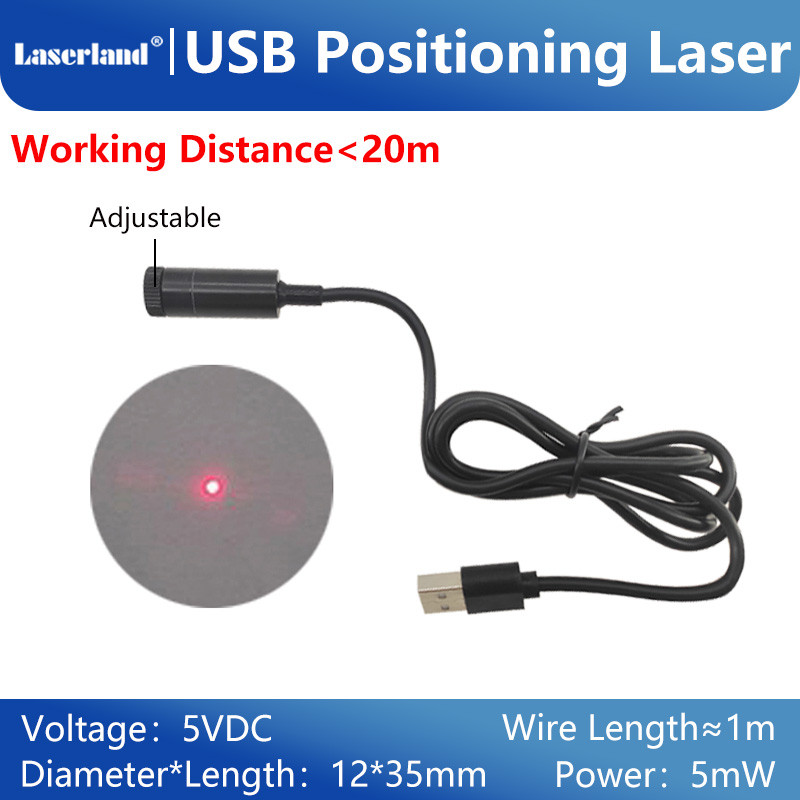 650nm Red Dot Line Cross Sewing Machine Positioning Laser with USB Connection