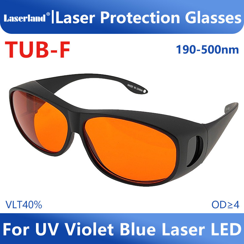 TUB-F Ultraviolet 190nm-500nm 405nm 445nm 450nm 473nm OD4+ UV Blue Laser Protection Glasses
