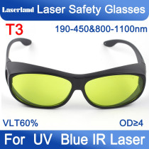 T3 190-450nm&800-1100nm OD4+ Blue+IR Laser Protective Goggles Safety Glasses CE