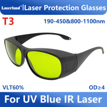 T3 190-450nm&800-1100nm OD4+ Blue+IR Laser Protective Goggles Safety Glasses CE