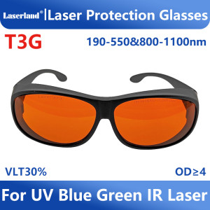 T3G 190-550nm&800-1100nm OD5+ Blue Green+IR Laser Protective Goggles Safety Glasses CE